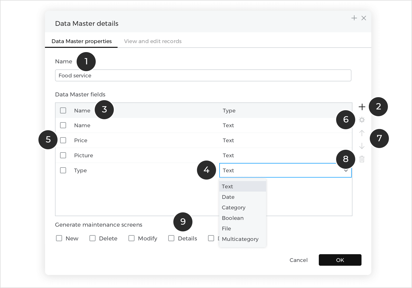 Data Master definitions