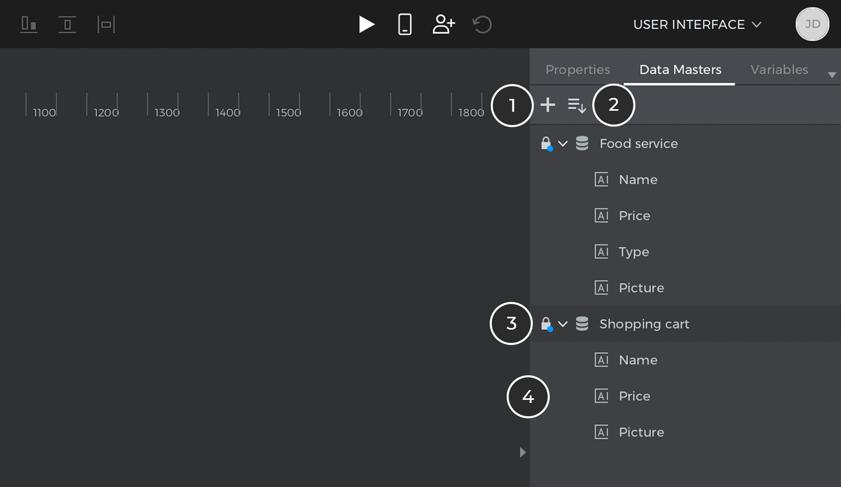 Data Master palette