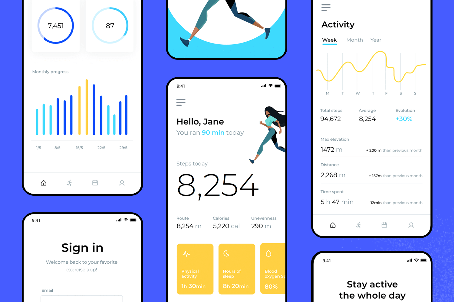fitness app 2 template by justinmind
