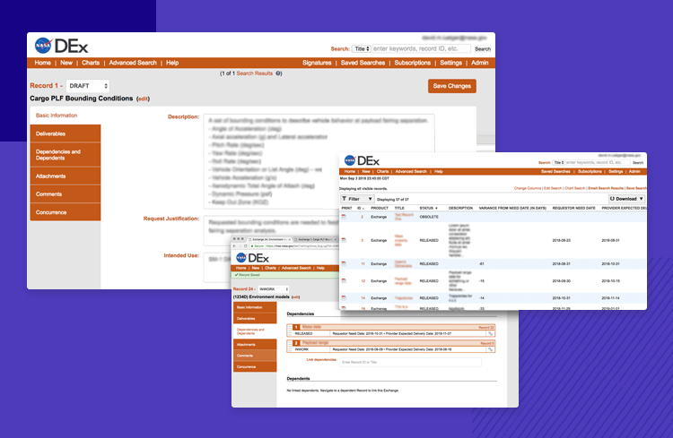 Data driven design at NASA - DEx software interface