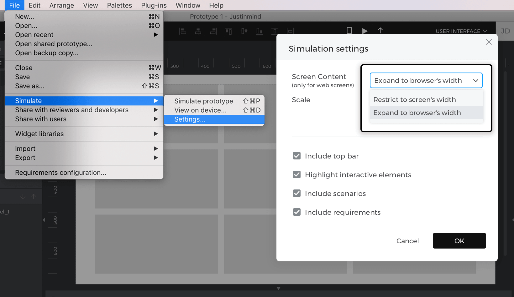 Simulation settings