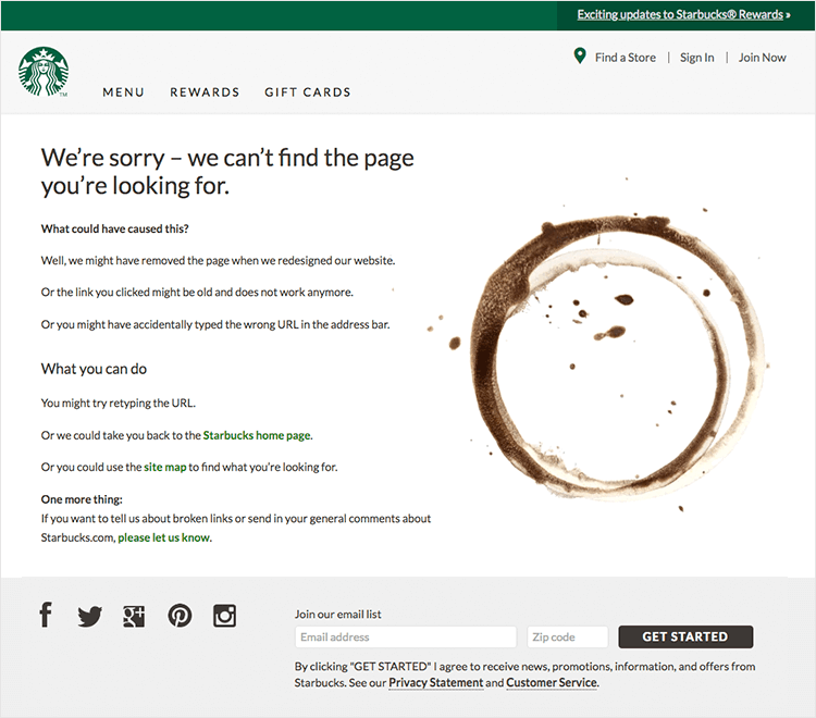 starbucks as 404 design example