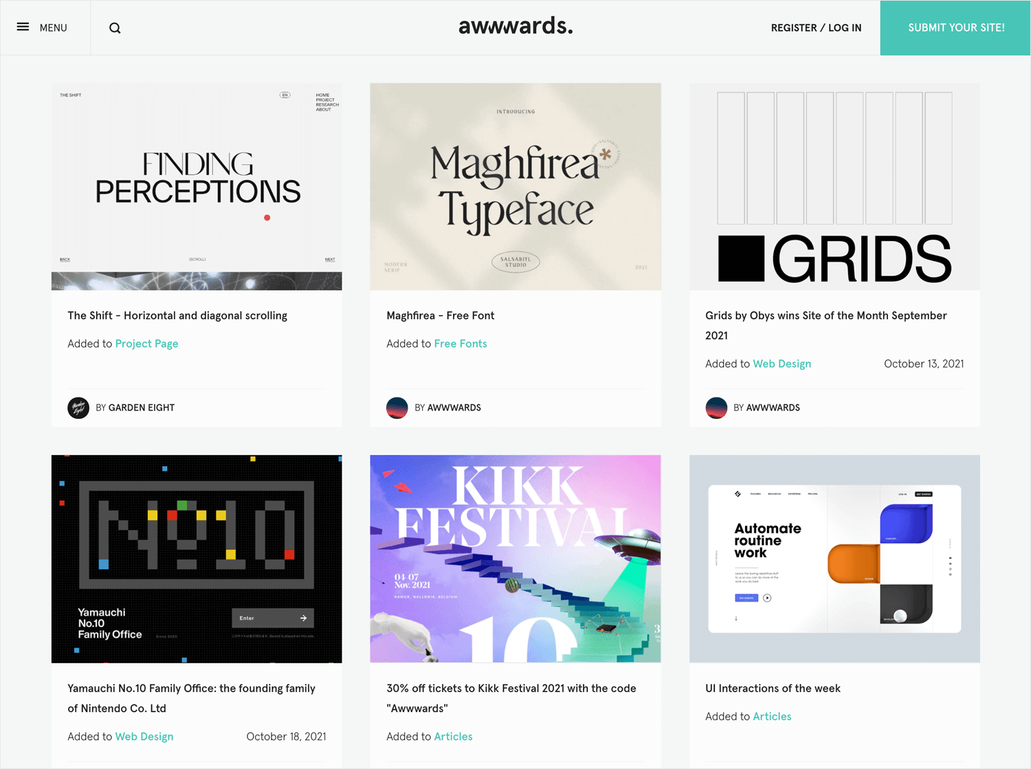 web design idea: awwwards